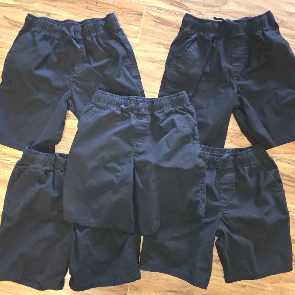 Lot of 5 Boys Shorts Black Elastic Waist pull on Large 10-12